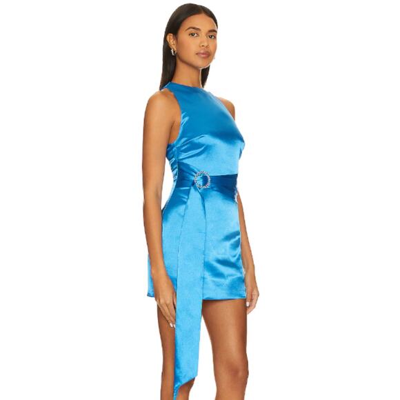 khanums Dresses & Skirts - Elegant Blue Satin Mini Dress NWT never worn because it was too small